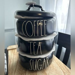 Rae Dunn Coffee Tea and sugar stacking canister